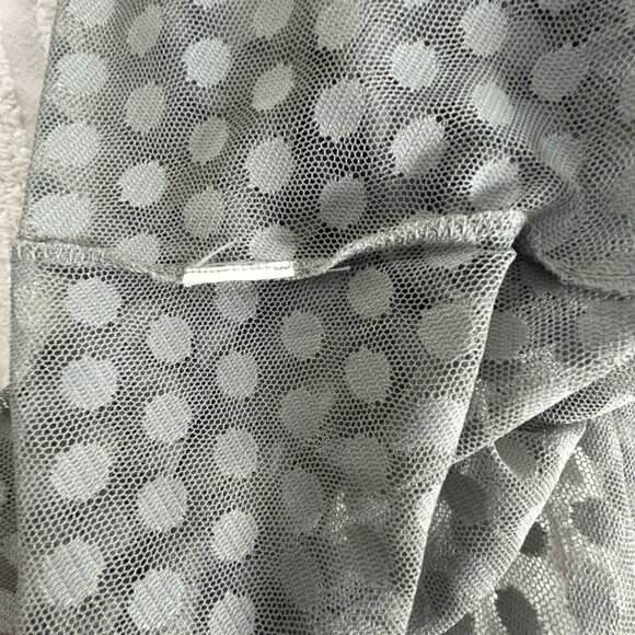 Kozan Womens Gray Polka Dot Sheer Mesh Long-Sleeve Asymmetric Hem Top Large - Picture 4 of 7